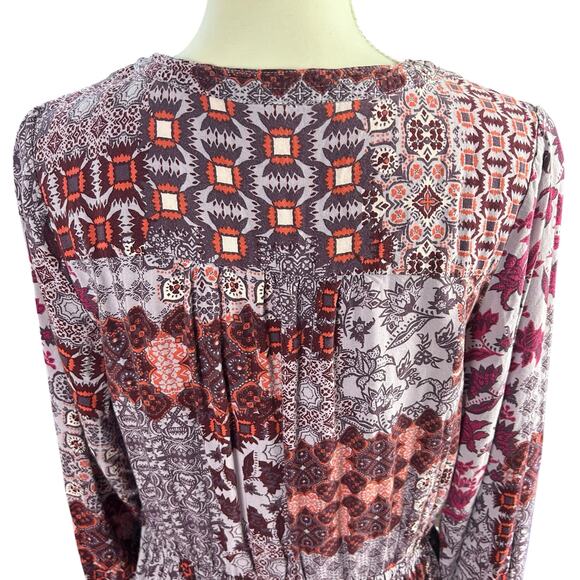 Knox Rose Dress Size XL Purple Red Lilac Bohemian Laced  Buttoned High Low - Picture 6 of 12